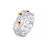 Женское серебряное кольцо с куб. циркониями в позолоте, 1627884