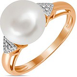 Женское золотое кольцо с бриллиантами и культив. жемчугом, 1639916