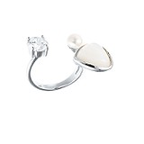 Женское серебряное кольцо с перламутром, куб. цирконием и культив. жемчугом, 1648876