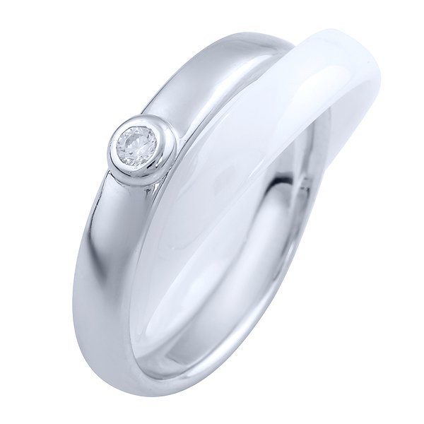 Серебряное обручальное кольцо с керамикой и куб. цирконием