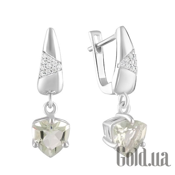 

Серьги с подвесками Fresh Jewelry, Серебряные серьги с куб. циркониями и аметистами