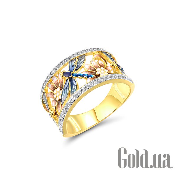 

Женские кольца Lurie Jewelry, Женское серебряное кольцо с куб. циркониями и эмалью в позолоте, 17