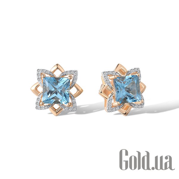 

Серьги-гвоздики Lurie Jewelry, Золотые серьги с бриллиантами и топазами