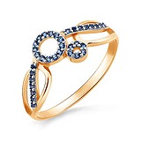 Женское золотое кольцо с синт. кристаллами, 1514477