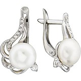 Срібні сережки з прісн. перлами і куб. цирконіями, 1531885
