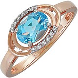 Женское золотое кольцо с топазом и куб. циркониями, 1604333