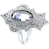 Женское серебряное кольцо с ювелирным стеклом и куб. циркониями, 1609709