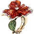 Женское золотое кольцо с бриллиантами, сапфиром, рубинами, тсаворитами и перламутром - фото 1