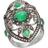 Женское серебряное кольцо с куб. циркониями и агатами, 1645293