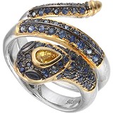 Женское серебряное кольцо с сапфирами в позолоте, 1645805