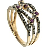 Женское золотое кольцо с бриллиантами и рубинами, 1646573