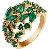 Женское золотое кольцо с бриллиантами и изумрудами, 1668589