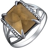 Женское серебряное кольцо с куб. циркониями и раухтопазом, 1672429
