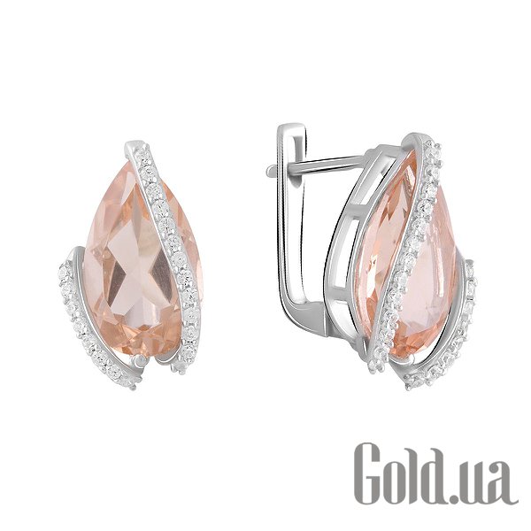 

Серьги Fresh Jewelry, Серебряные серьги с куб. циркониями и синт. морганитами
