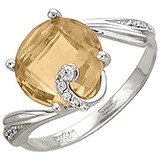 Женское золотое кольцо с куб. циркониями и кварцем, 1605614