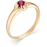 Женское золотое кольцо с бриллиантами и рубином, 1606382