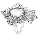 Женское серебряное кольцо с ювелирным стеклом и куб. циркониями, 1609710