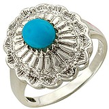 Женское серебряное кольцо с синт. бирюзой, 1612526
