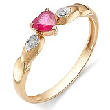 Золотое кольцо с бриллиантами и рубином, 1630702