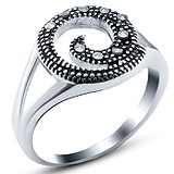 Silver Wings Женское серебряное кольцо с марказитами, 1639662