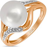 Женское золотое кольцо с бриллиантами и культив. жемчугом, 1639918