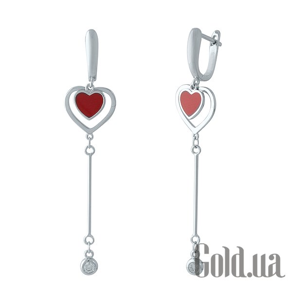 

Серьги с подвесками Fresh Jewelry, Серебряные серьги с куб. циркониями и эмалью