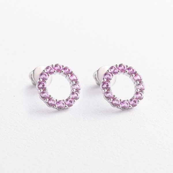 Серебряные серьги с синт. сапфирами onx2689/1р-PSPH
