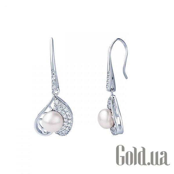 

Серьги с подвесками Lurie Jewelry, Серебряные серьги с куб. циркониями и жемчугом