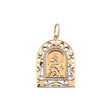 Золотий кулон "Володимирська ікона Божої Матері" з куб. цирконіями, 1538799