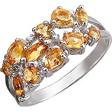 Женское серебряное кольцо с куб. циркониями и цитринами, 1610991