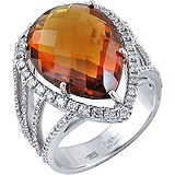 Женское золотое кольцо с бриллиантами и кварцем, 1619439