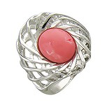 Женское серебряное кольцо с кораллом, 1626351