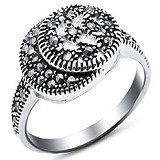 Silver Wings Женское серебряное кольцо с марказитами, 1639663