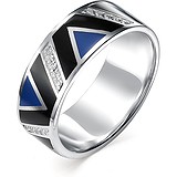 Женское серебряное кольцо с куб. циркониями и эмалью, 1645039