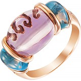 Женское золотое кольцо с бриллиантами, топазами и аметистом, 1646831