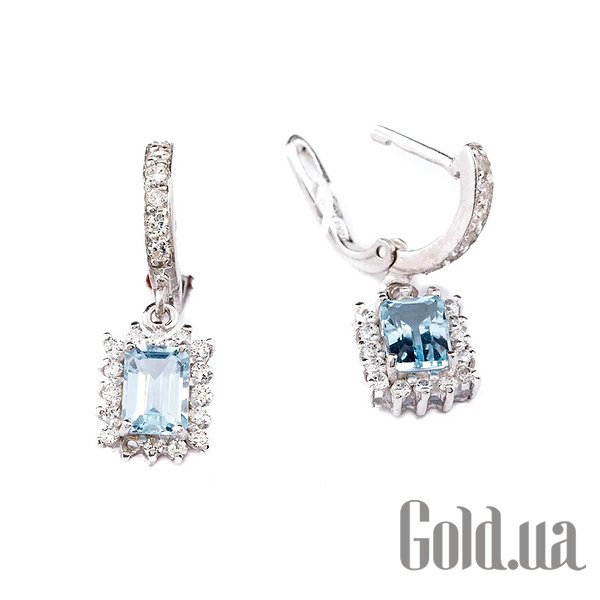 

Серьги с подвесками Shatlen, Серебряные серьги с куб. циркониями и топазами