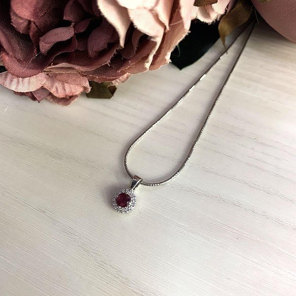 Серебряный кулон с рубином и куб. циркониями 2021520 – изображение 2