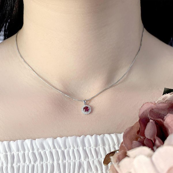 Серебряный кулон с рубином и куб. циркониями 2021520 – изображение 3