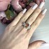 Женское серебряное кольцо с куб. циркониями и синт. морганитами - фото 2