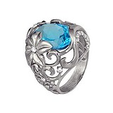 Женское серебряное кольцо с куб. циркониями и топазом, 1524464