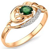 Женское золотое кольцо с бриллиантами и изумрудом, 1552624