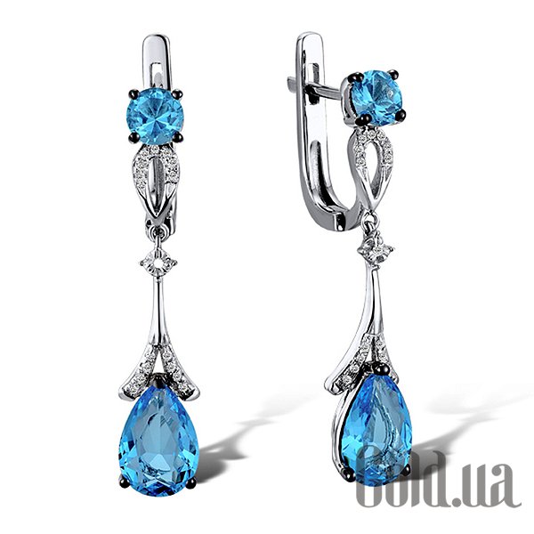 

Серьги с подвесками Lurie Jewelry, Золотые серьги с бриллиантами и топазами