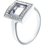 Женское серебряное кольцо с ювелирным стеклом и куб. циркониями, 1609712