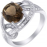 Женское золотое кольцо с бриллиантами и раухтопазом, 1646576