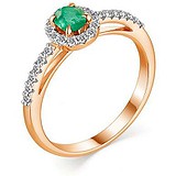 Женское золотое кольцо с изумрудом и бриллиантами, 1703920