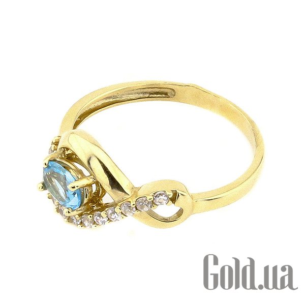 

Кольцо Украина, Женское золотое кольцо с топазом и куб. циркониями, 16