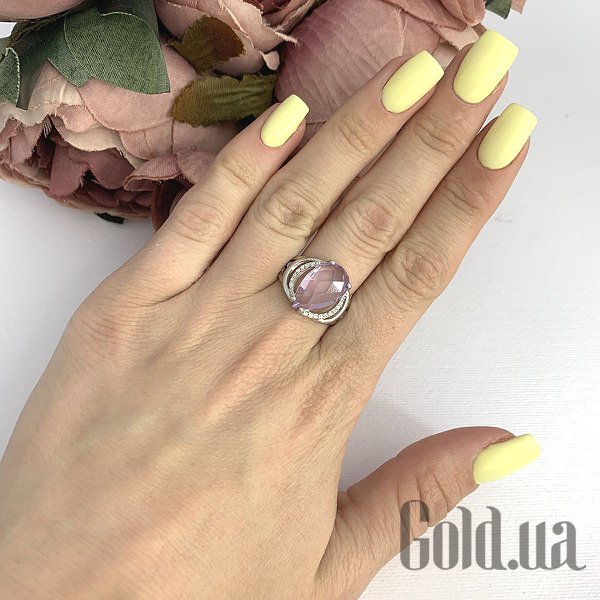 Каблучка Fresh Jewelry Жіноча срібна каблучка з куб. цирконіями і аметистом, 17