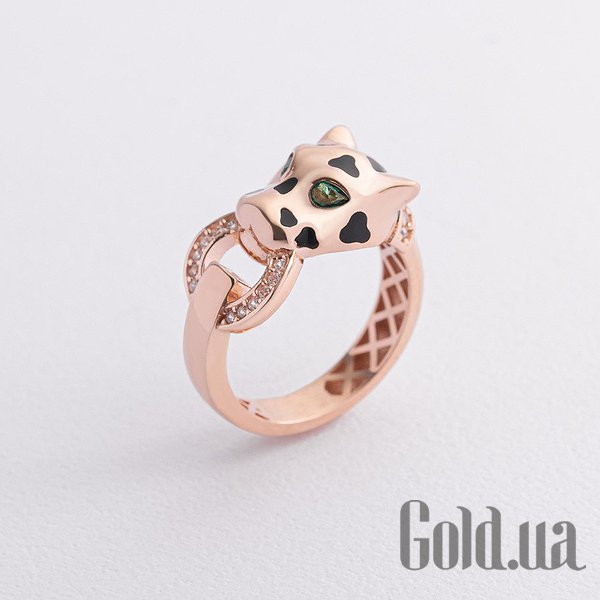 

Кольцо Украина, Женское золотое кольцо с куб. циркониями и эмалью, 17