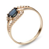 Женское золотое кольцо с бриллиантами и сапфиром, 1618929