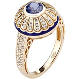 Женское золотое кольцо с сапфиром, бриллиантами и эмалью, 1647089